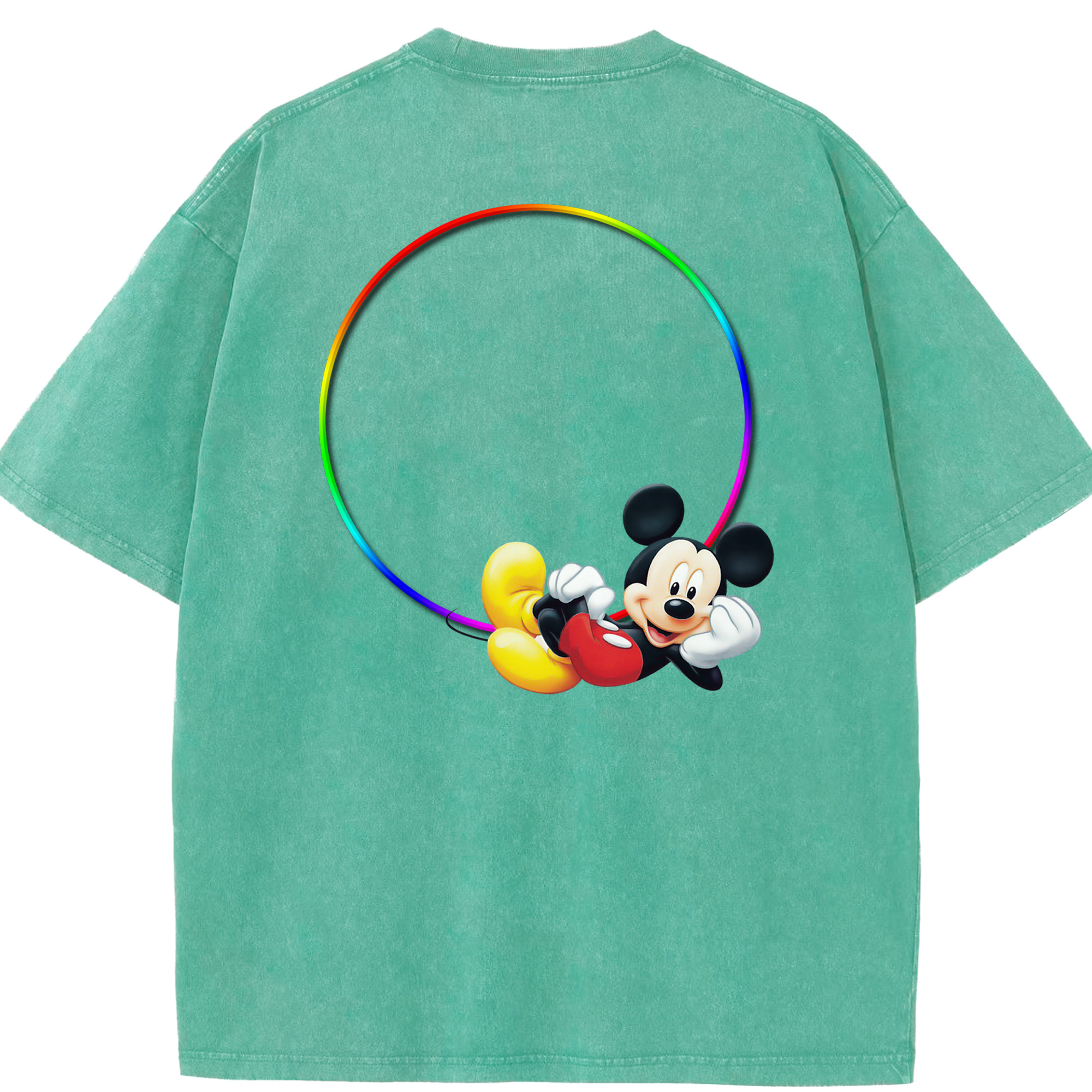 （画像用） ミッキーマウス Mickey Mouse 綿100% ヴィンテージ風 半袖Tシャツ（背面プリント）